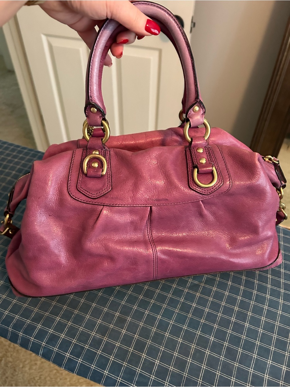 Vintage COACH Purple Leather Satchel with Brass Hardware - Picture 2 of 4